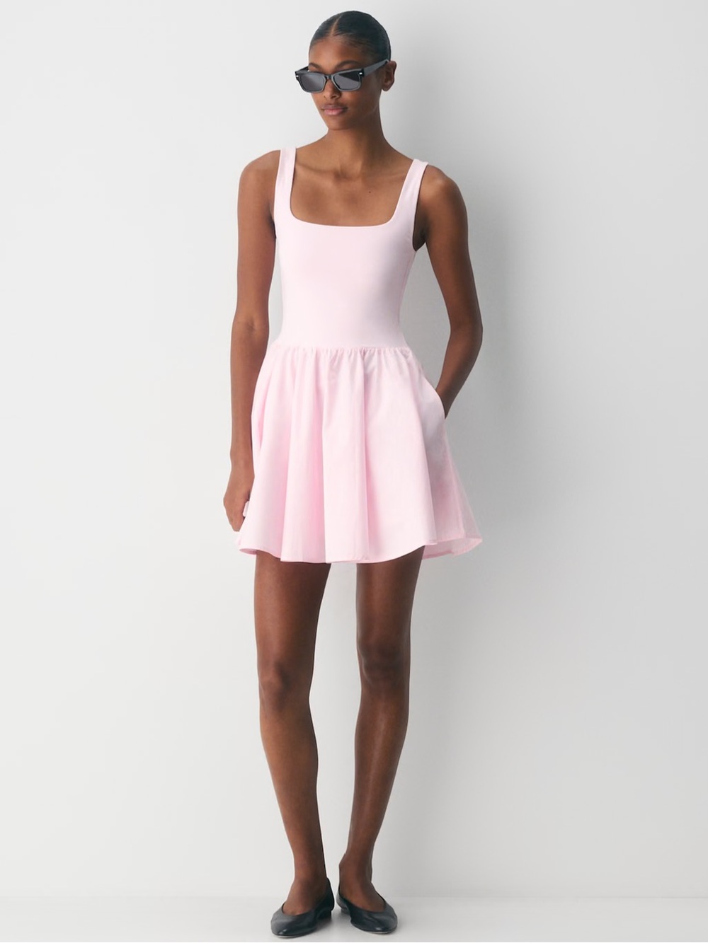 Aritzia Revive Mini Dress Light Pink Fit-and-Flare Mini Dress